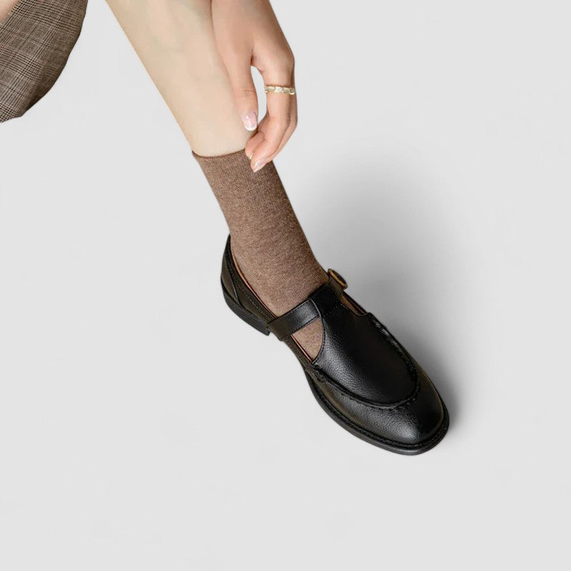 Square Toe Mary Jane Shoes With Low Stacked Heel