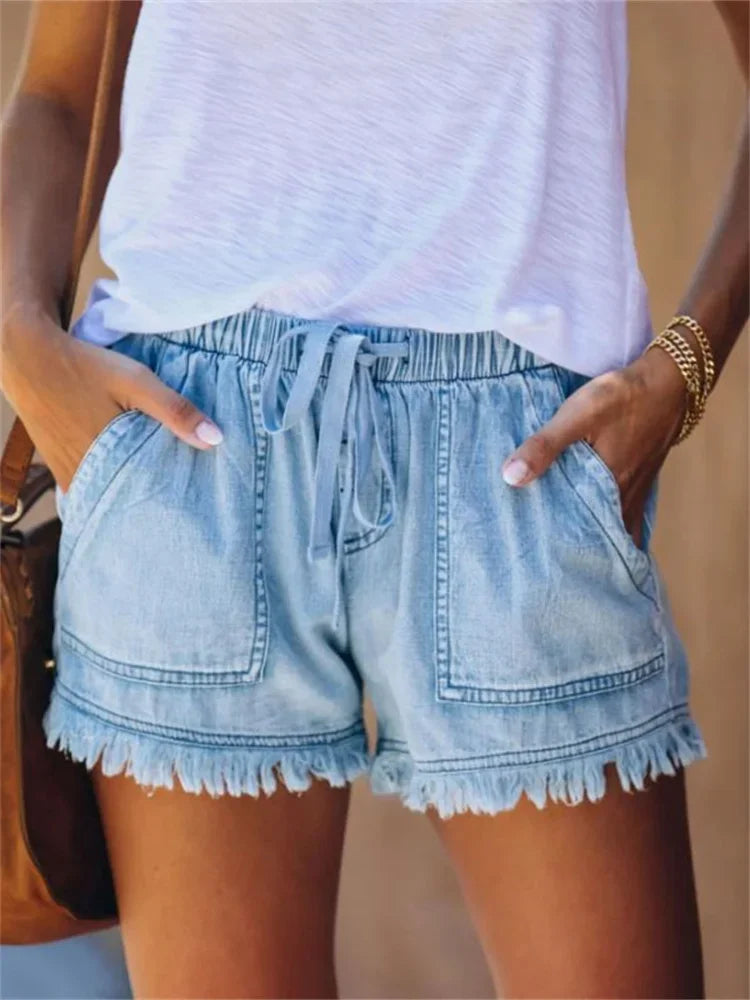 Women's Frayed Hem Casual Summer Shorts