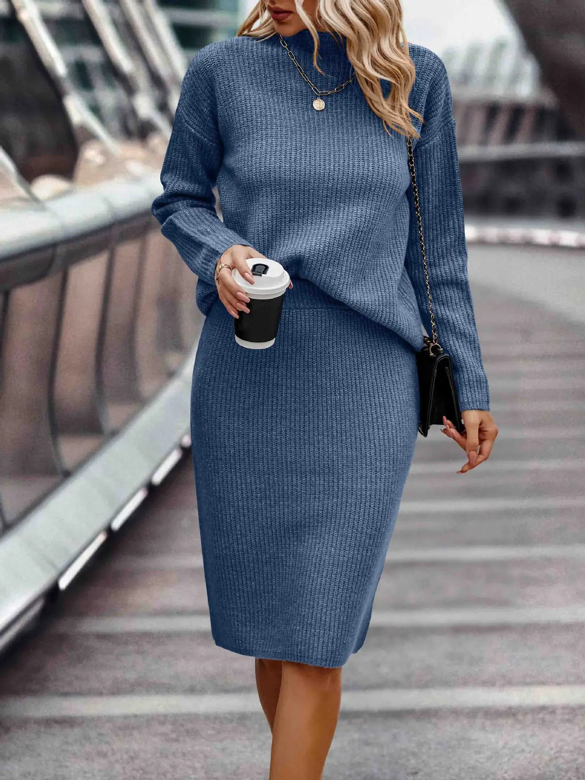 Coordinated Two Piece Sweater and Skirt Set