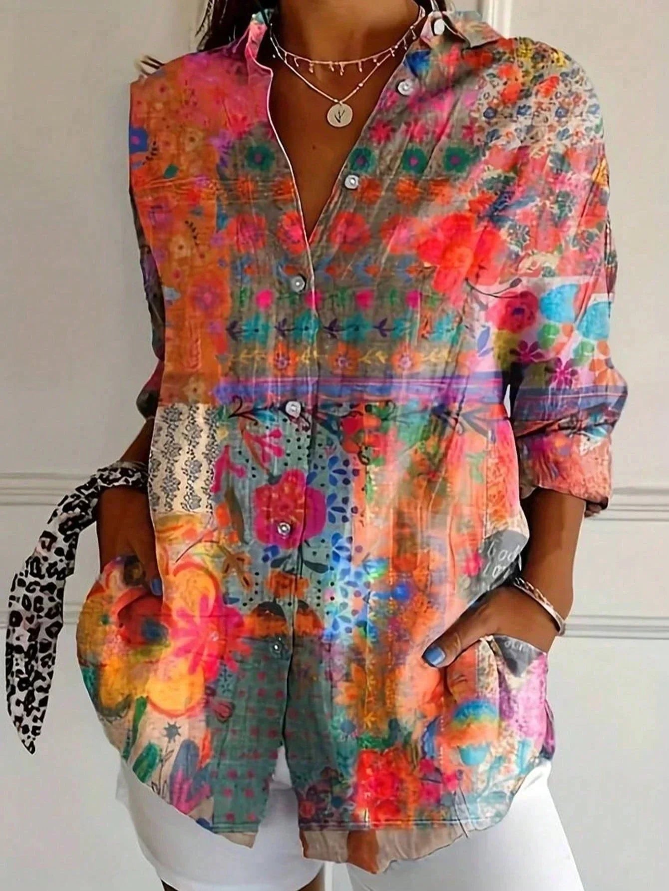 Women's Printed Airy Short Sleeve Blouse