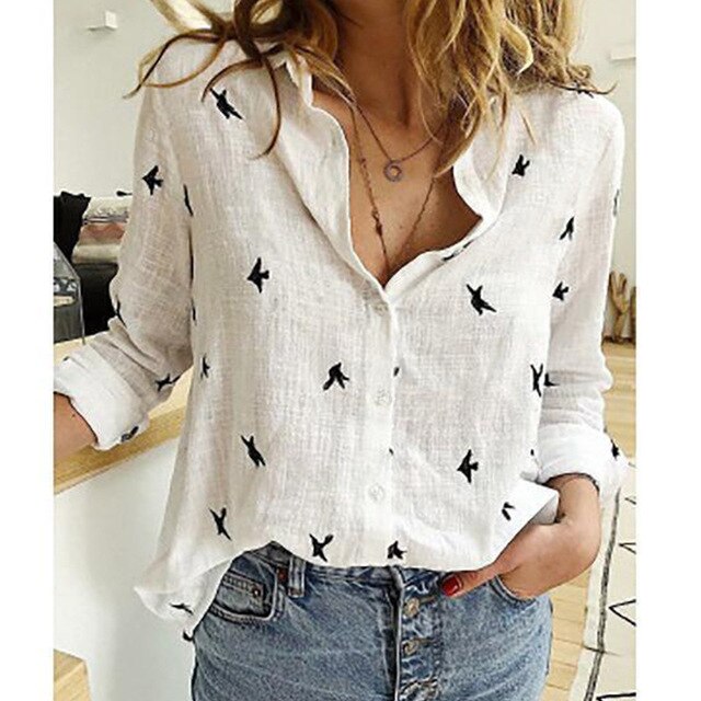 Half Sleeve V-Neck Casual Women Blouse
