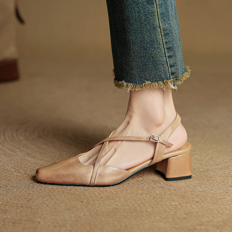 Adjustable Buckle Strap Block Heels