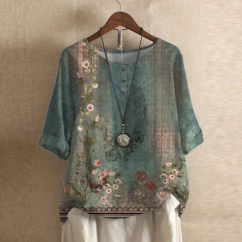 Short Sleeve Floral Print Blouse