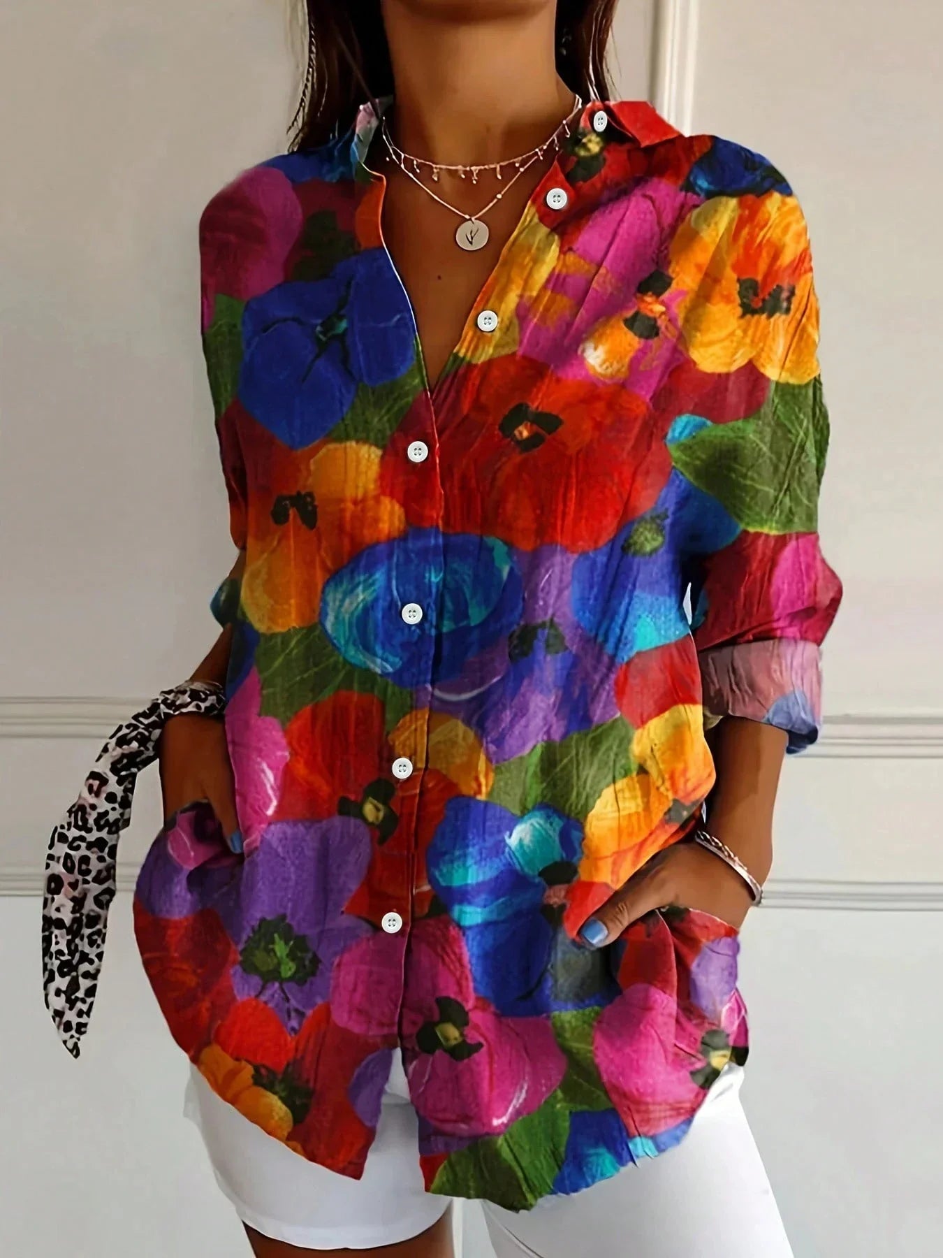 Women's Printed Airy Short Sleeve Blouse