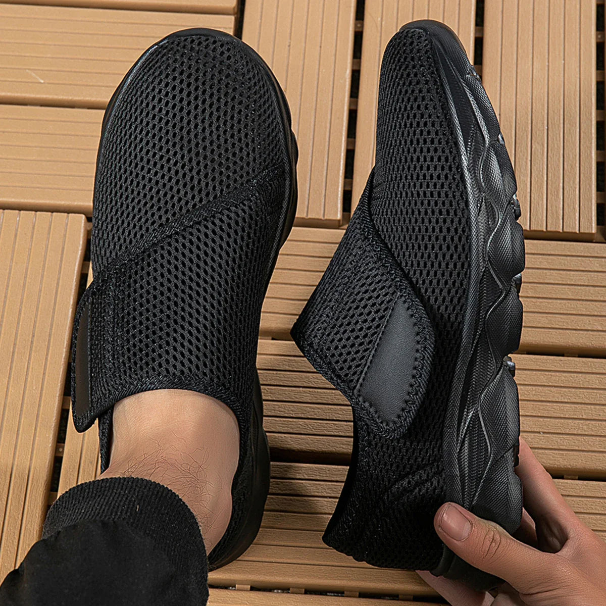 Unisex Wide Orthopedic Walking Shoes with Hook and Loop