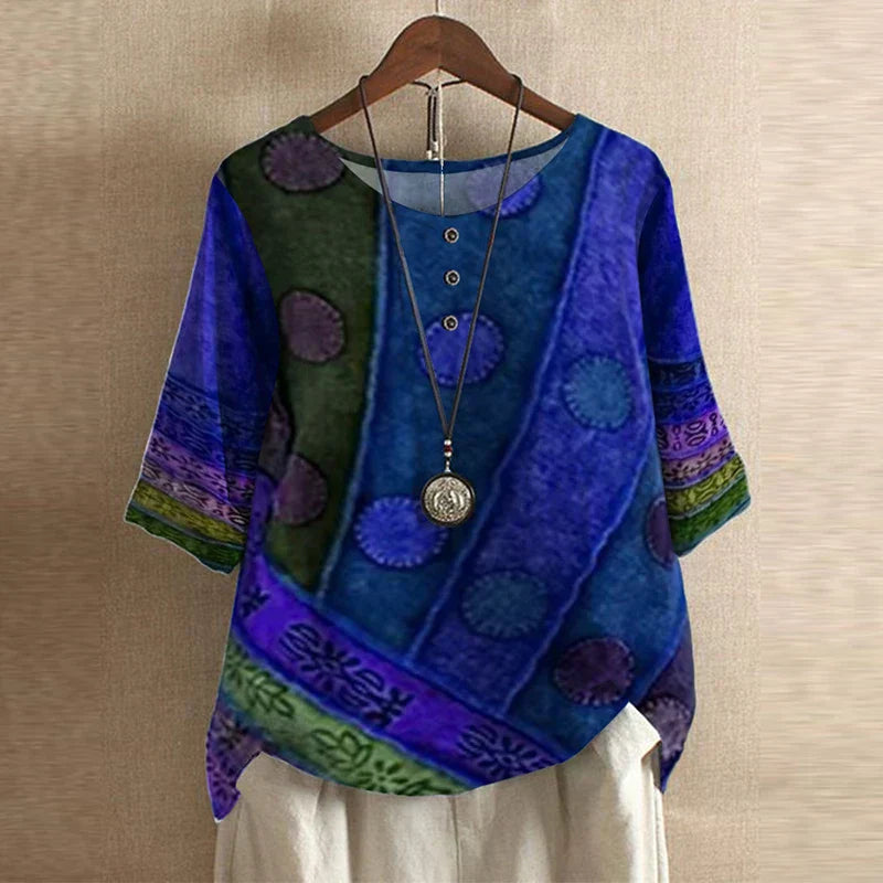 Short Sleeve Floral Print Blouse