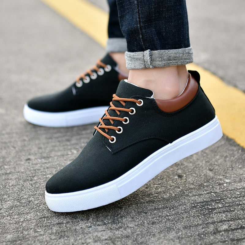 Men's Casual Canvas Sneakers With White Sole