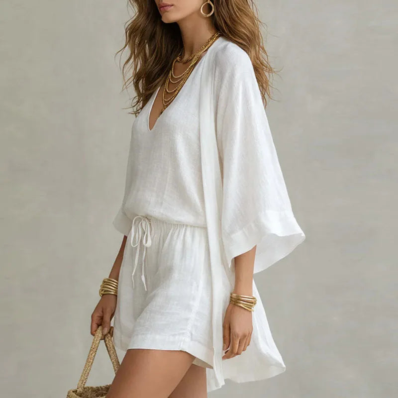 V-Neck Three-Piece Co-Ord Set with Cardigan