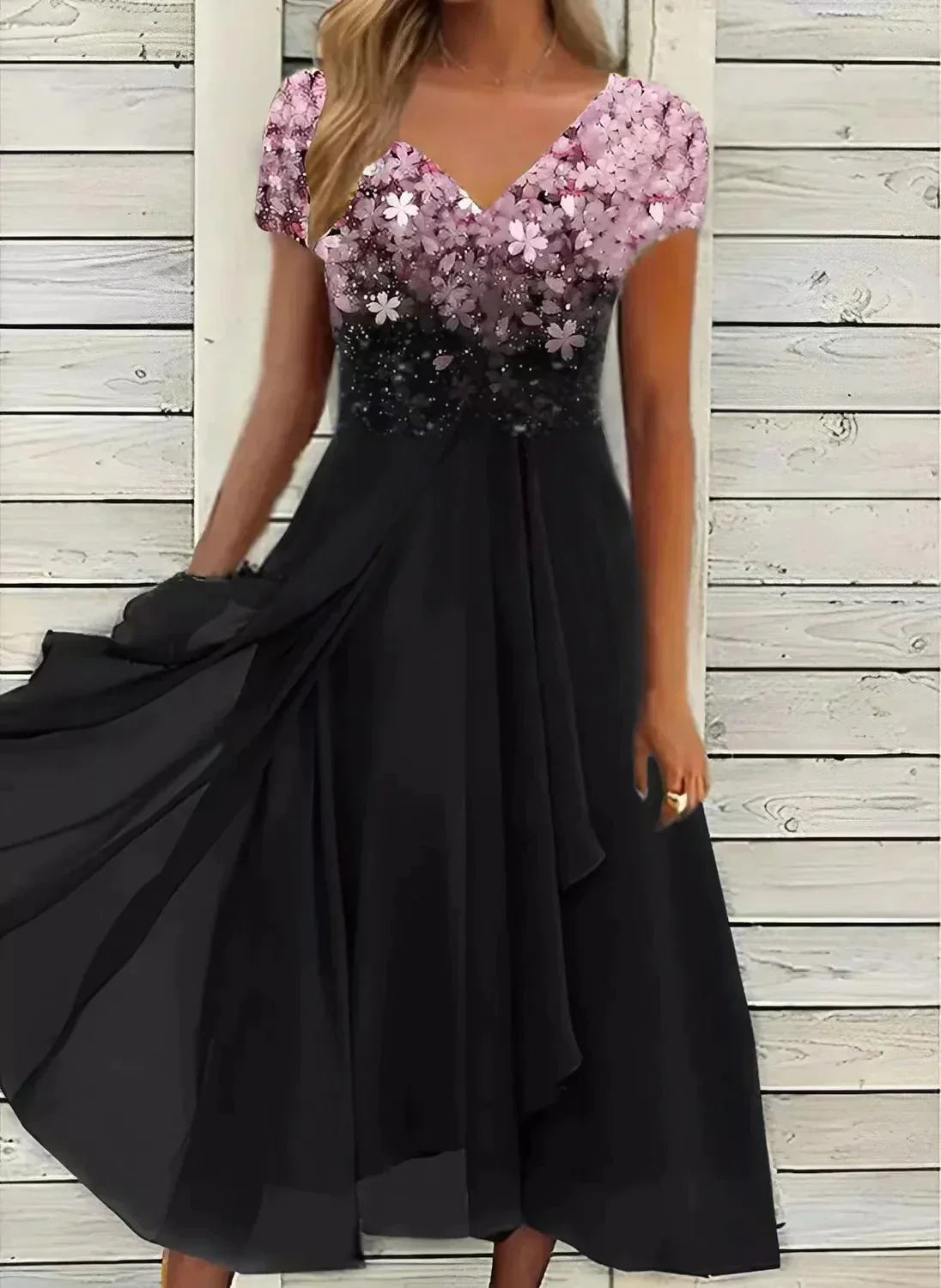 Floral Print Maxi Evening Dress