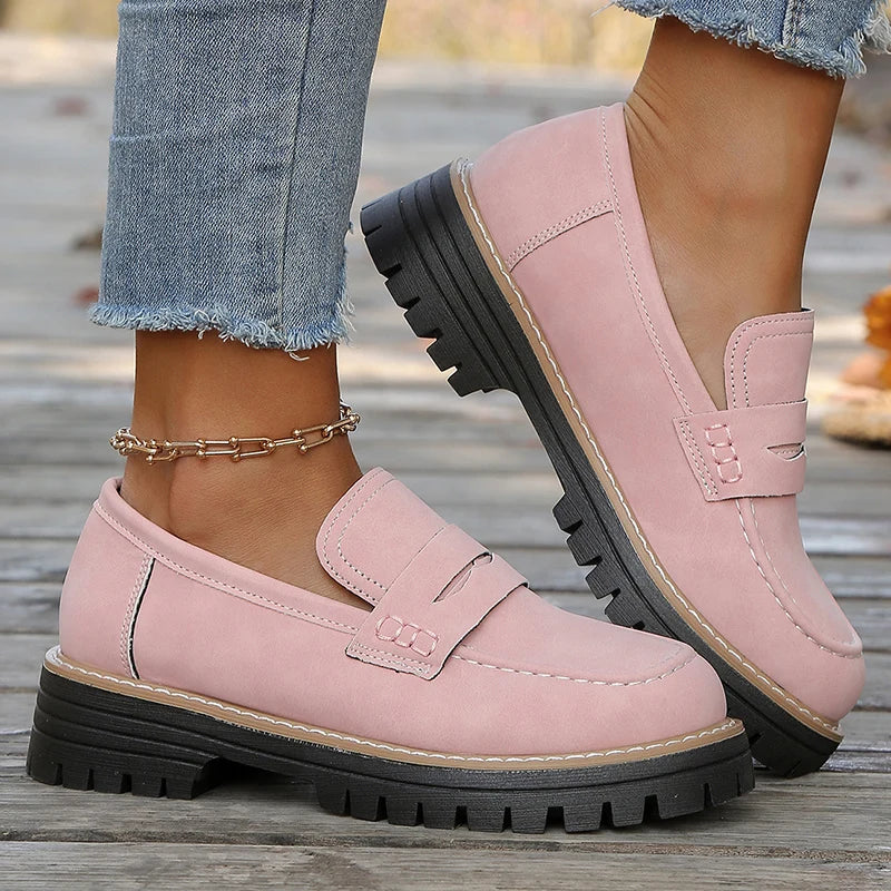 Arden Suede Platform Loafers with Chunky Rubber Sole