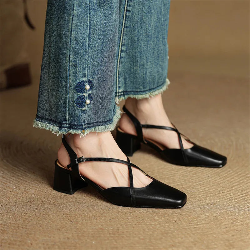 Adjustable Buckle Strap Block Heels