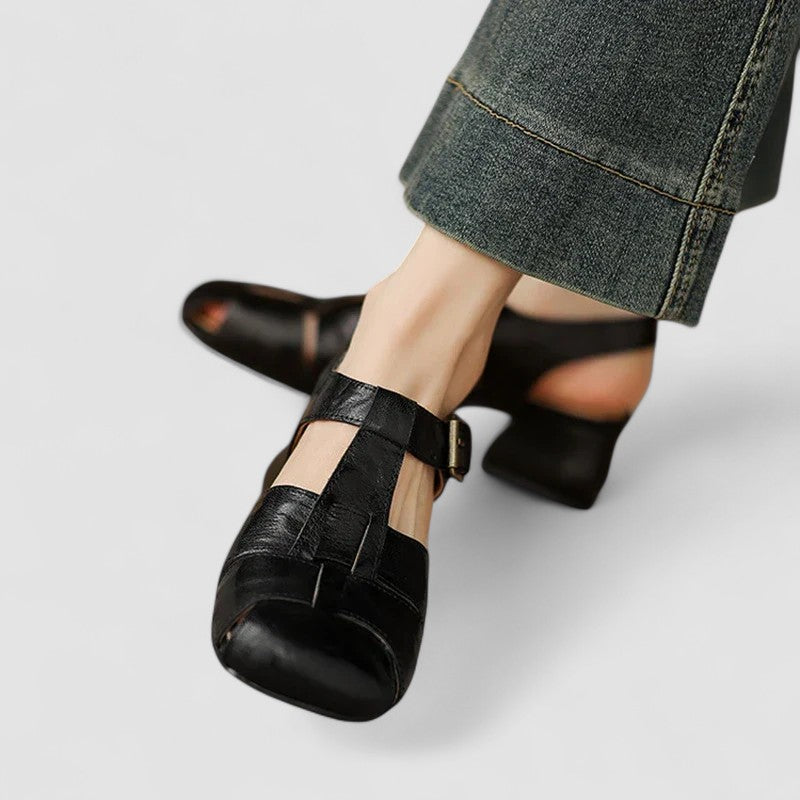 Block Heel Mary Jane Shoes With Ankle Strap