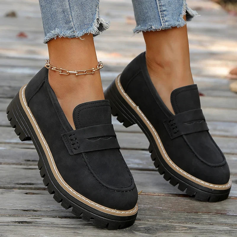 Arden Suede Platform Loafers with Chunky Rubber Sole