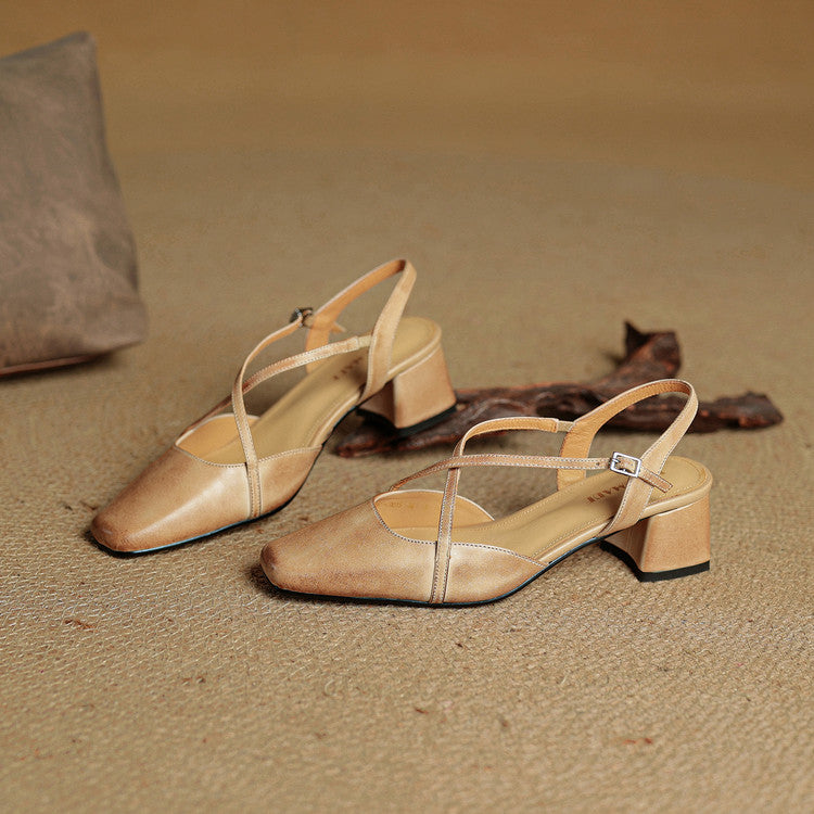 Adjustable Buckle Strap Block Heels
