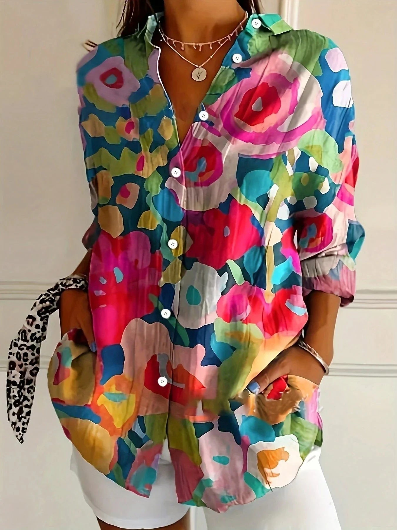 Women's Printed Airy Short Sleeve Blouse