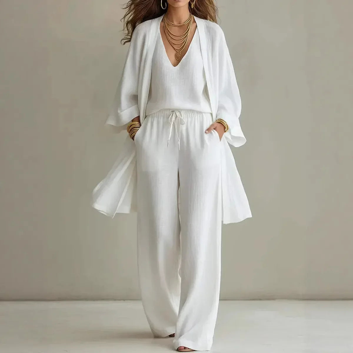 Relaxed Wide-Leg Three-Piece Lounge Set