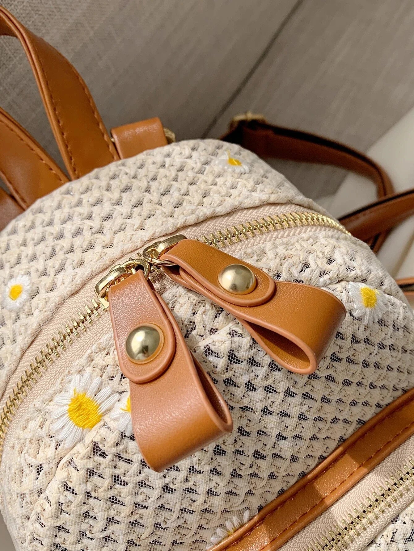 Floral Embroidered Structured Crossbody Bag