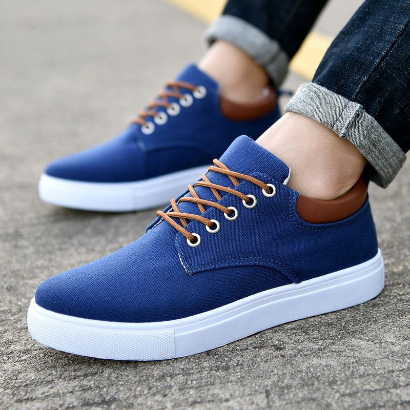 Men's Casual Canvas Sneakers With White Sole