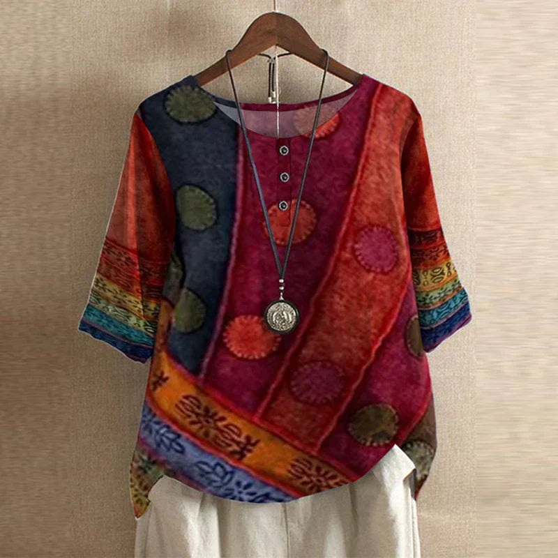 Short Sleeve Floral Print Blouse