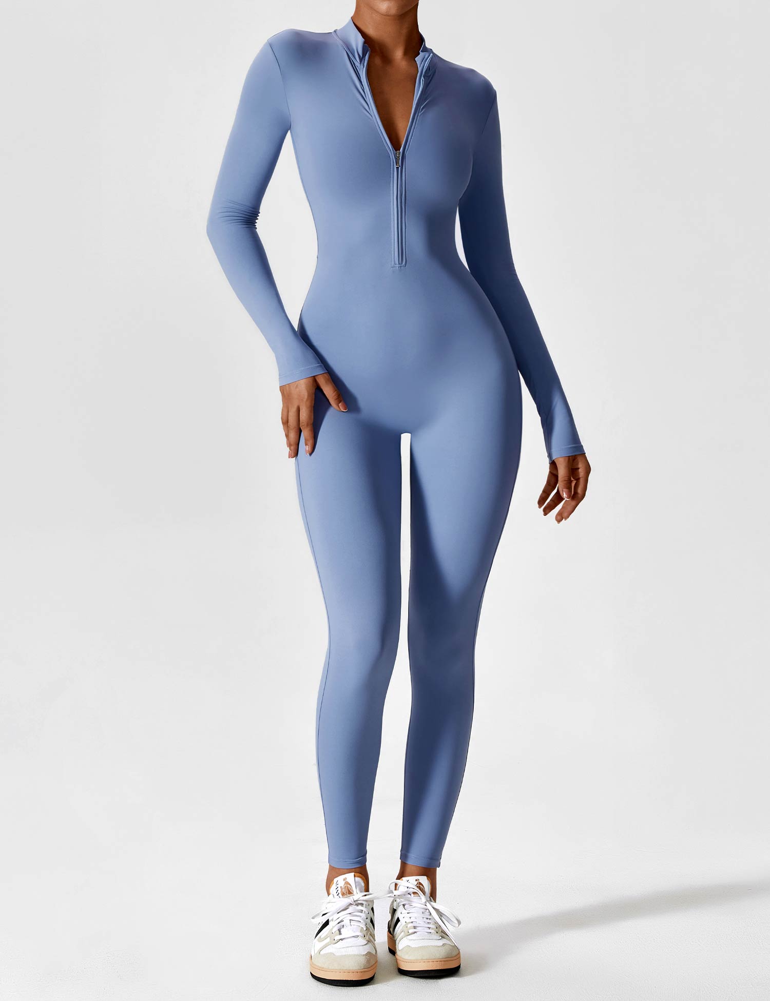 Long or Short Sleeve Zip-Up Jumpsuit – 14 Colors