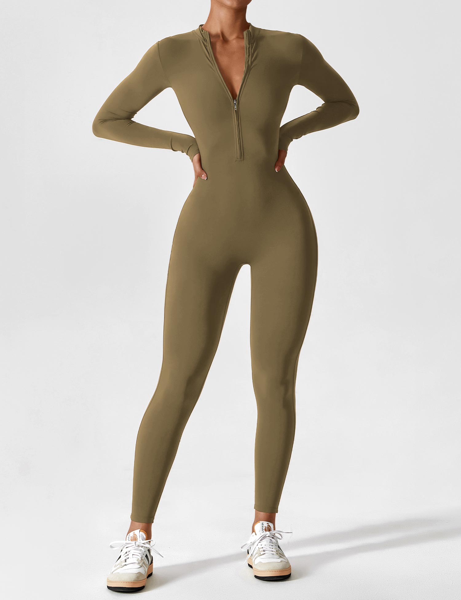 Long or Short Sleeve Zip-Up Jumpsuit – 14 Colors