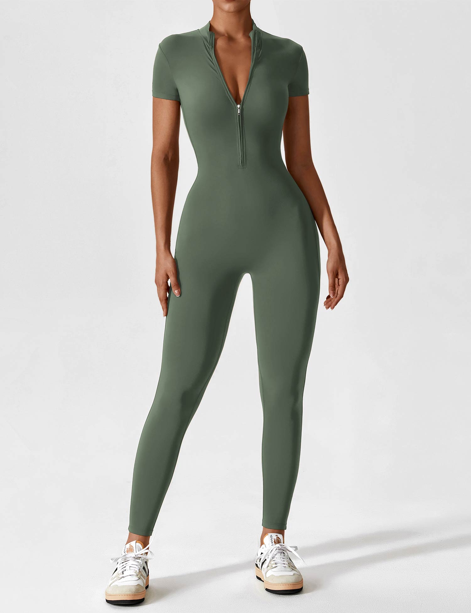 Long or Short Sleeve Zip-Up Jumpsuit – 14 Colors