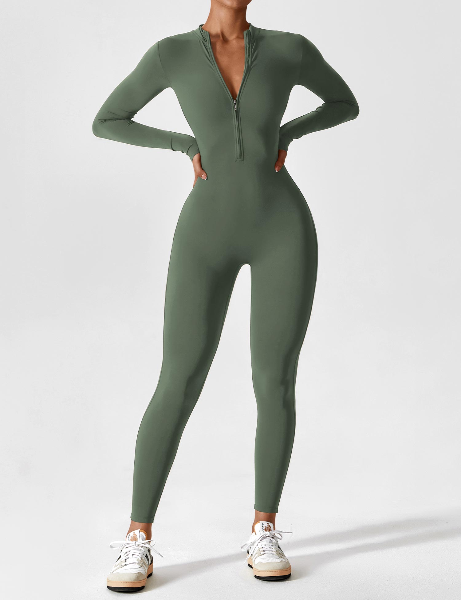 Long or Short Sleeve Zip-Up Jumpsuit – 14 Colors