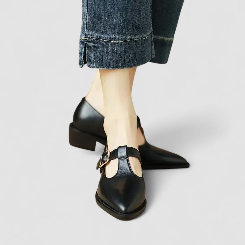 Mid Heel Mary Jane Shoes With Adjustable Strap