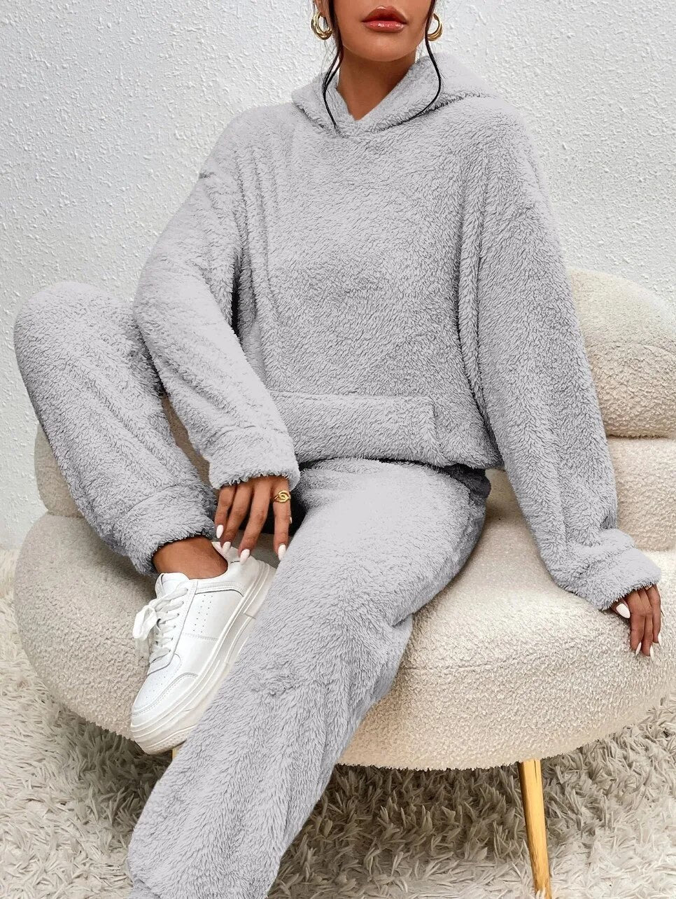 Cozy Hooded Teddy Fleece Lounge Set