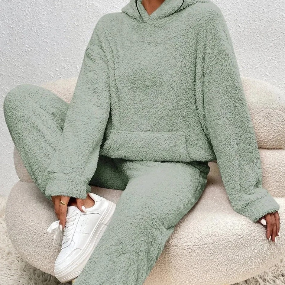 Cozy Hooded Teddy Fleece Lounge Set