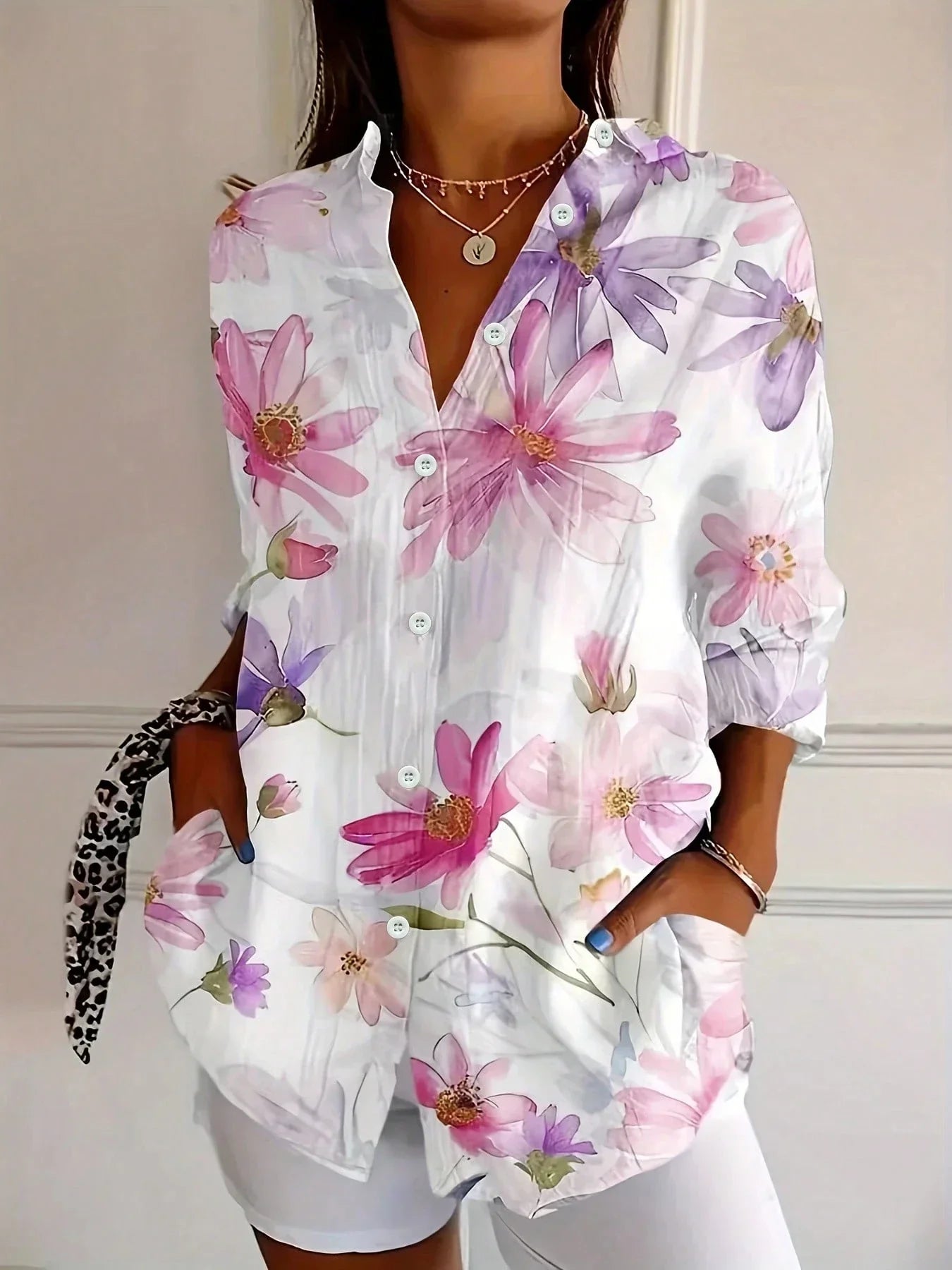 Women's Printed Airy Short Sleeve Blouse