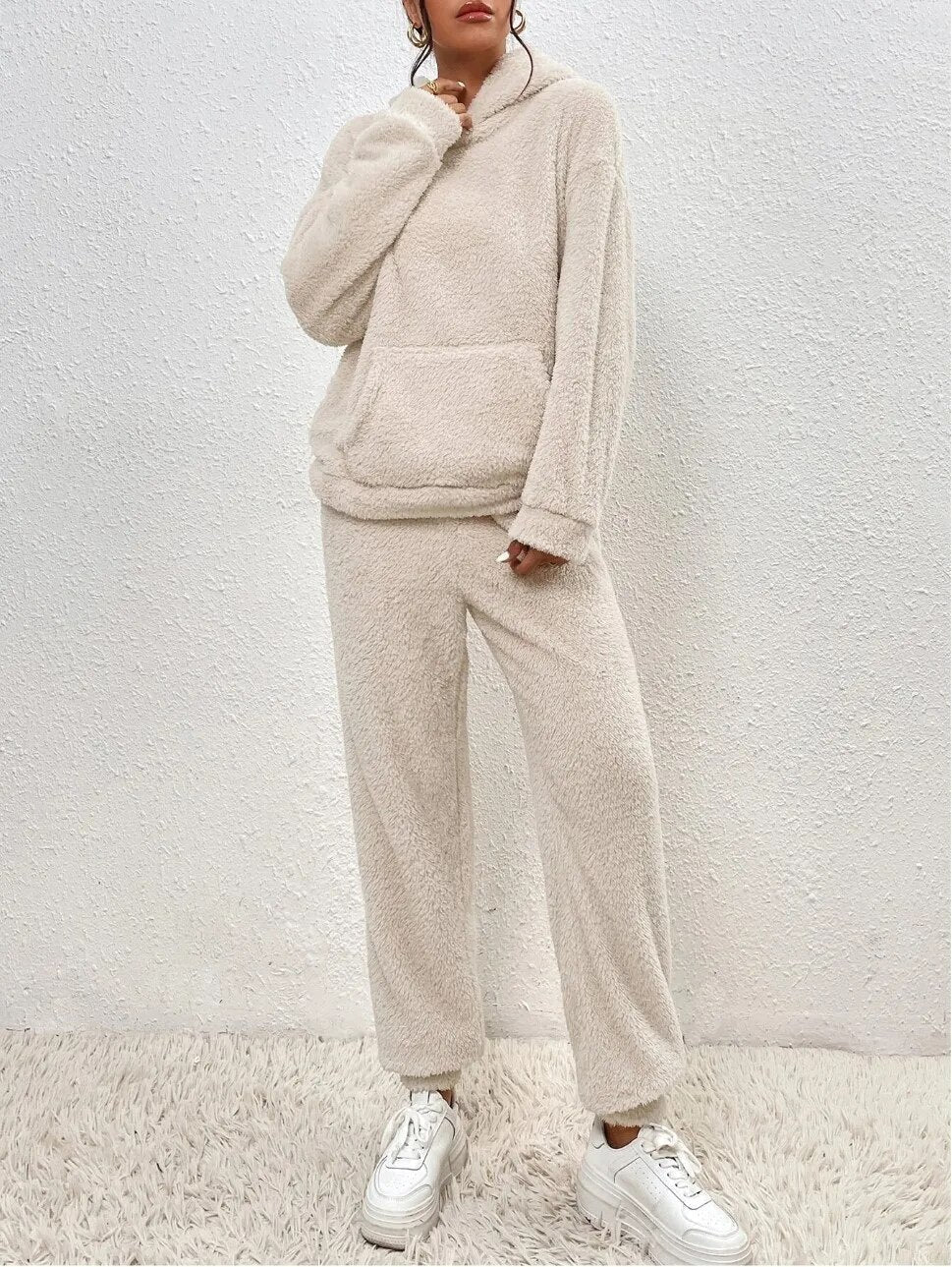 Cozy Hooded Teddy Fleece Lounge Set