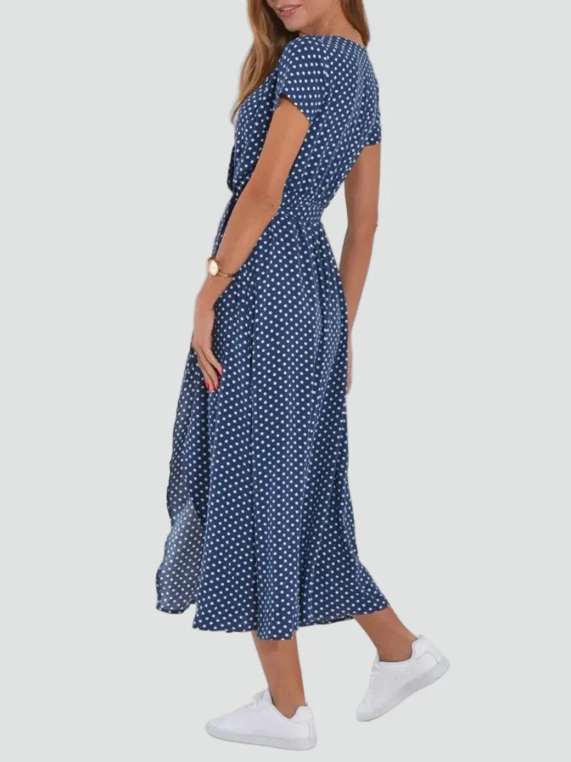 Wrap Midi Dress With Tie Waist