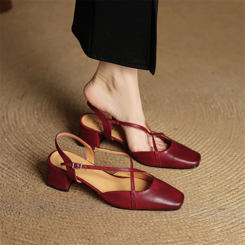 Adjustable Buckle Strap Block Heels