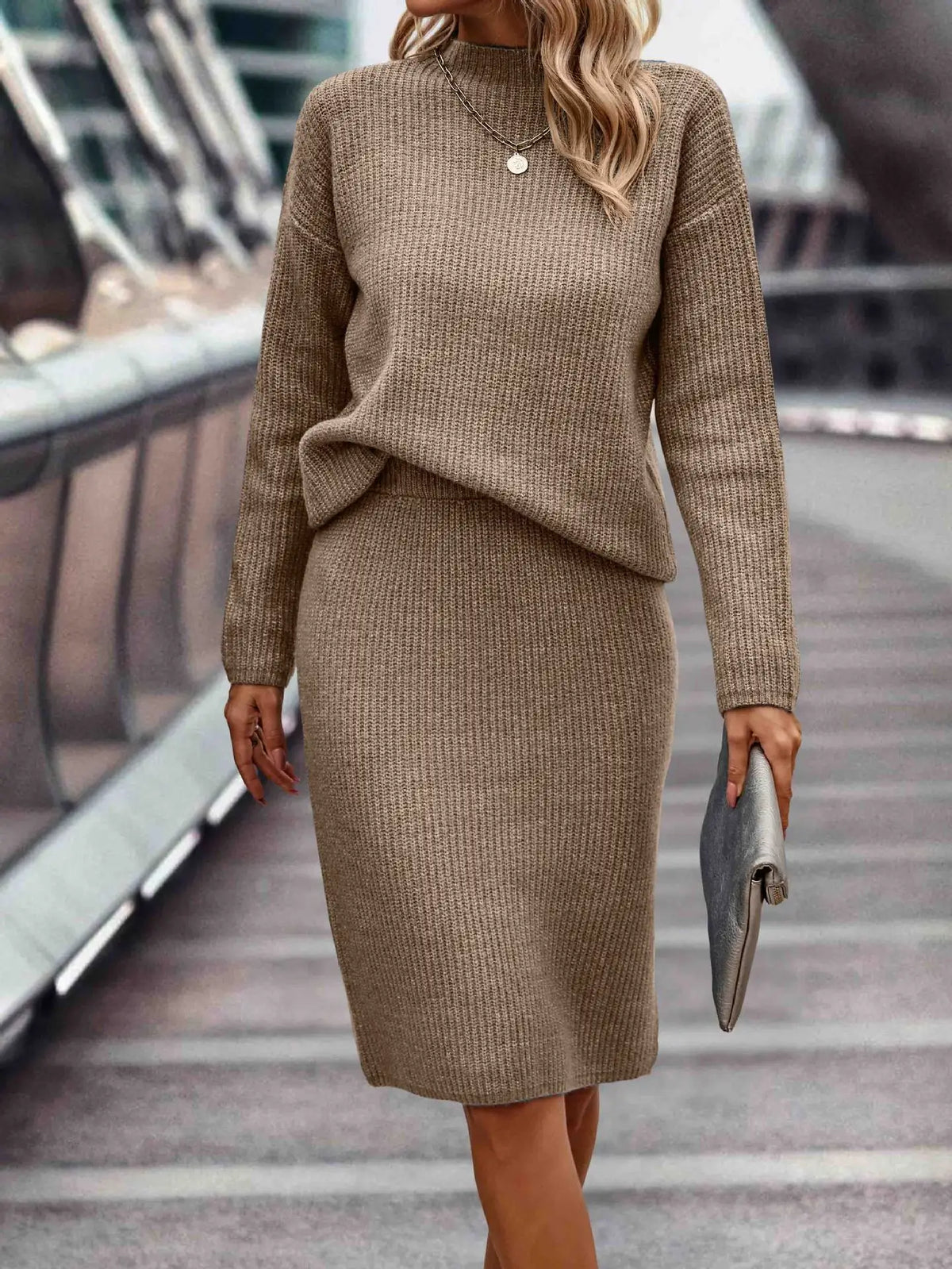 Coordinated Two Piece Sweater and Skirt Set