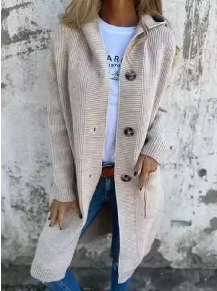 Draped Long Cardigan With Flowing Silhouette