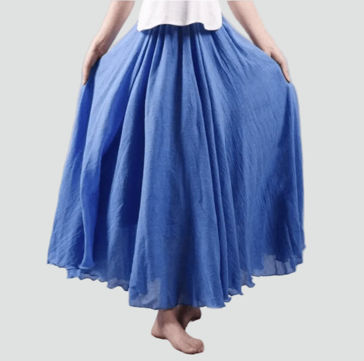 Flared Linen Boho Maxi Skirt