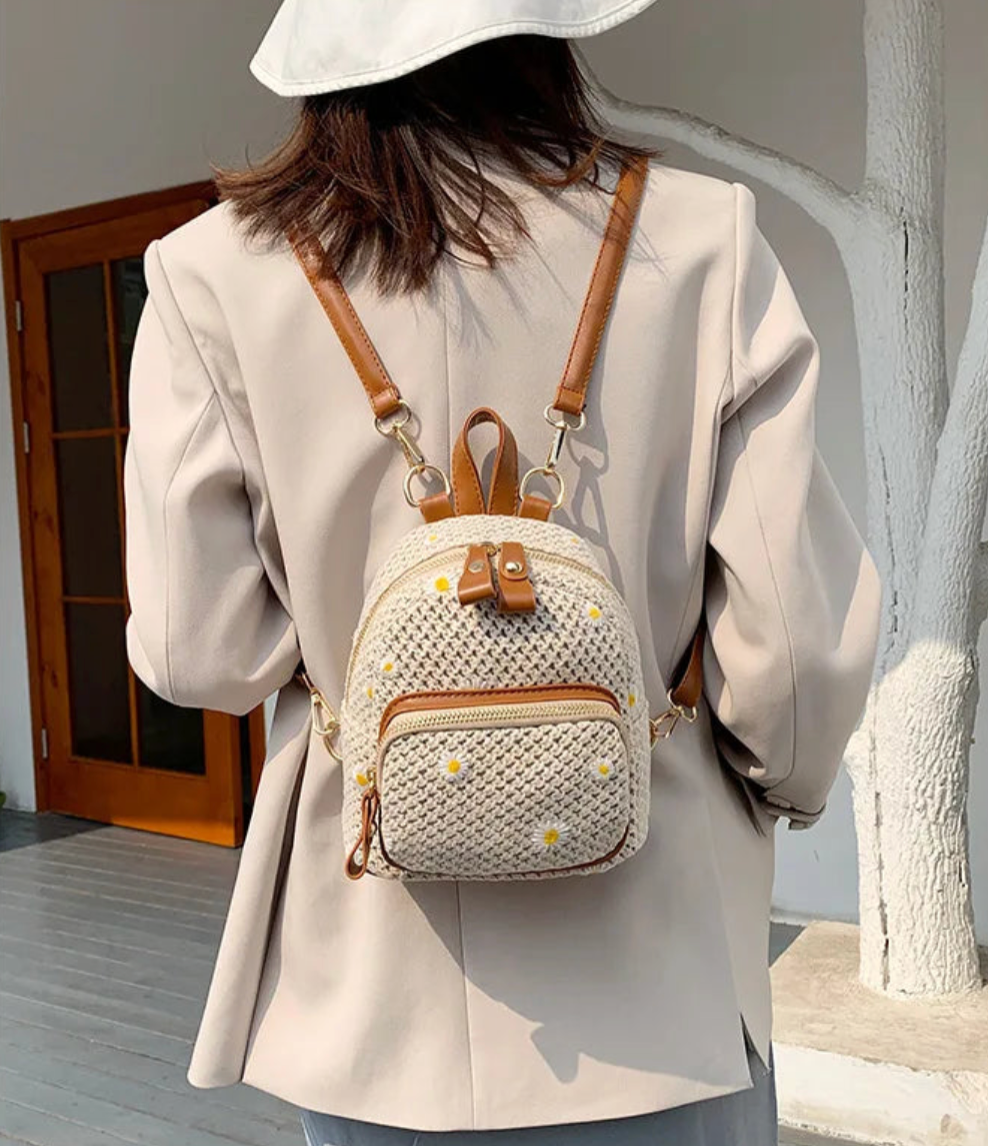 Floral Embroidered Structured Crossbody Bag