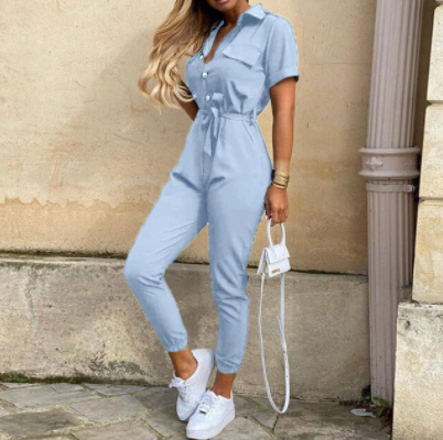 Relaxed Fit Button Down Jumpsuit