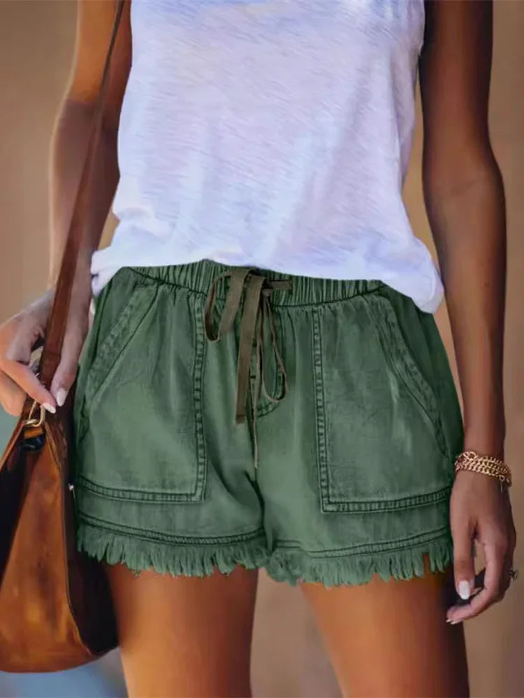 Women's Frayed Hem Casual Summer Shorts