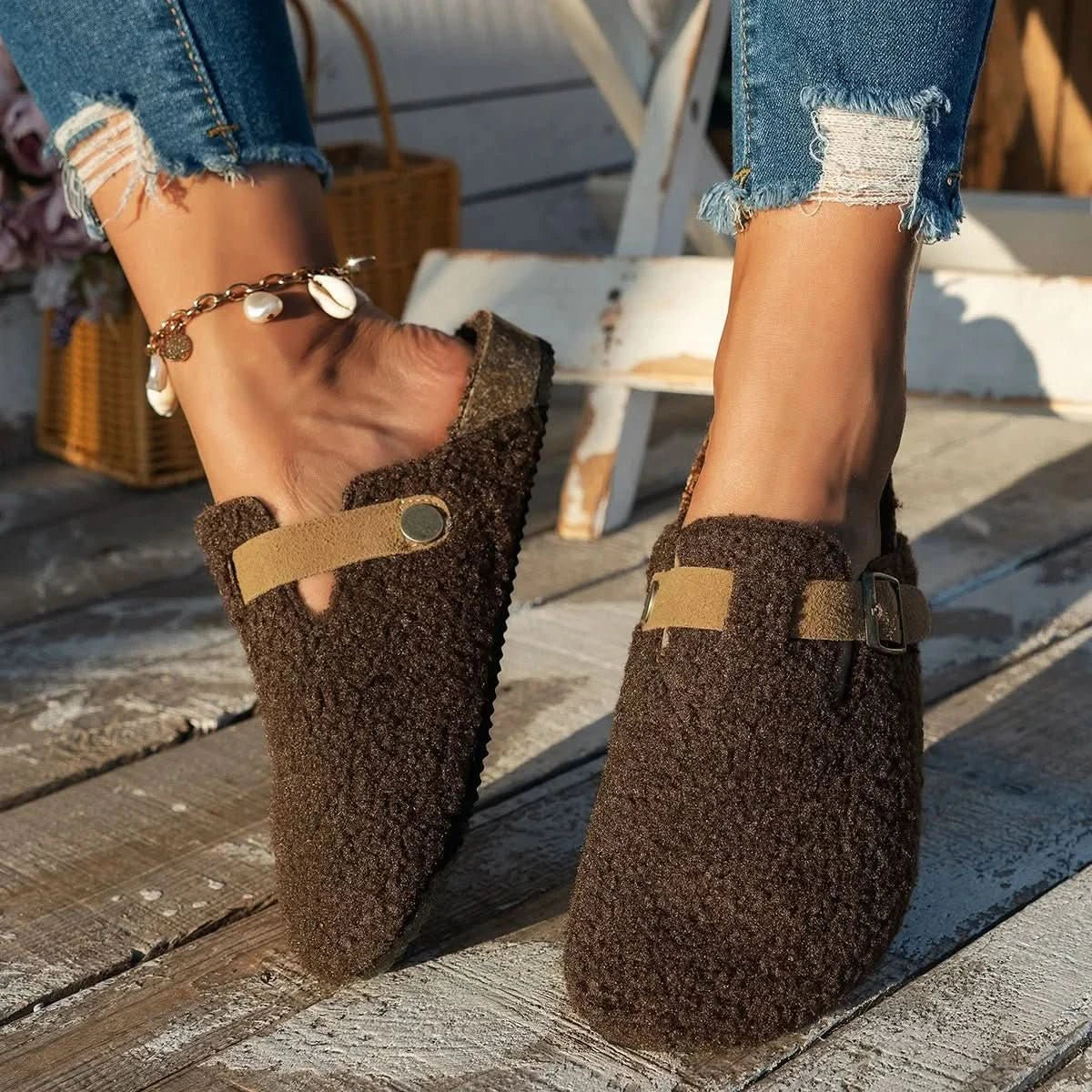 Cozy Sheepskin Mule Slippers for Winter Comfort