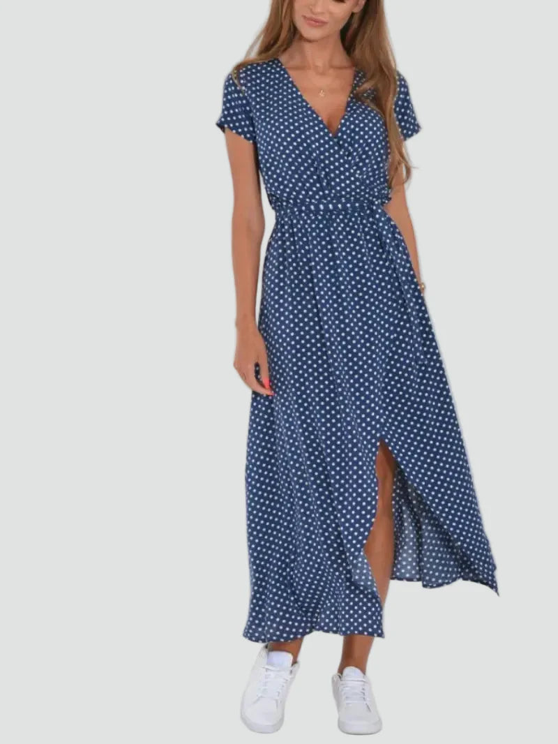 Wrap Midi Dress With Tie Waist
