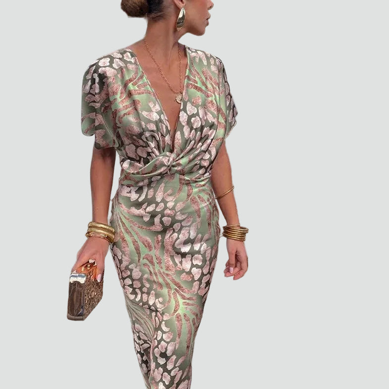 Flowy Wrap V-Neck Maxi Dress