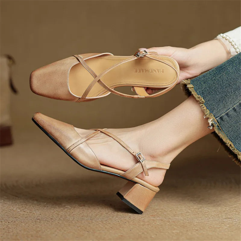 Adjustable Buckle Strap Block Heels