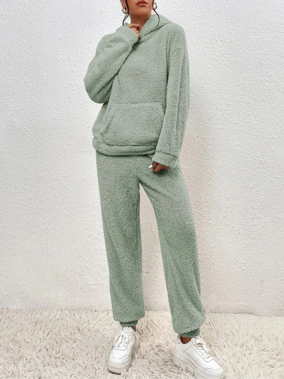 Cozy Hooded Teddy Fleece Lounge Set