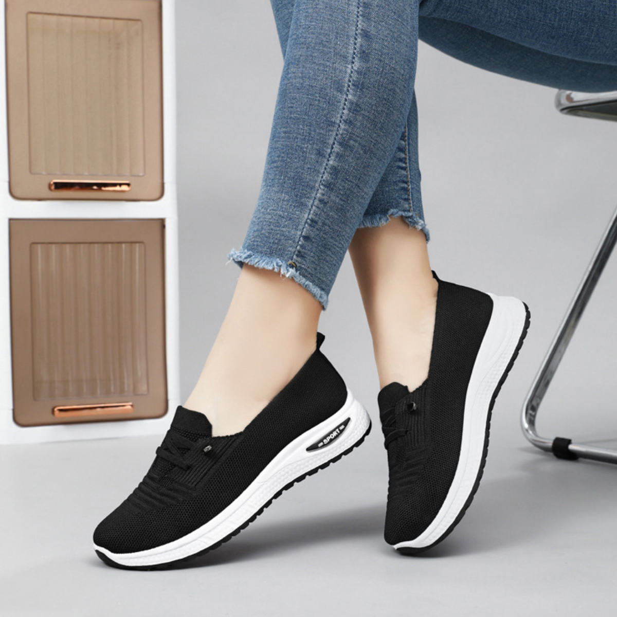 Arch Support Breathable Knit Walking Shoes