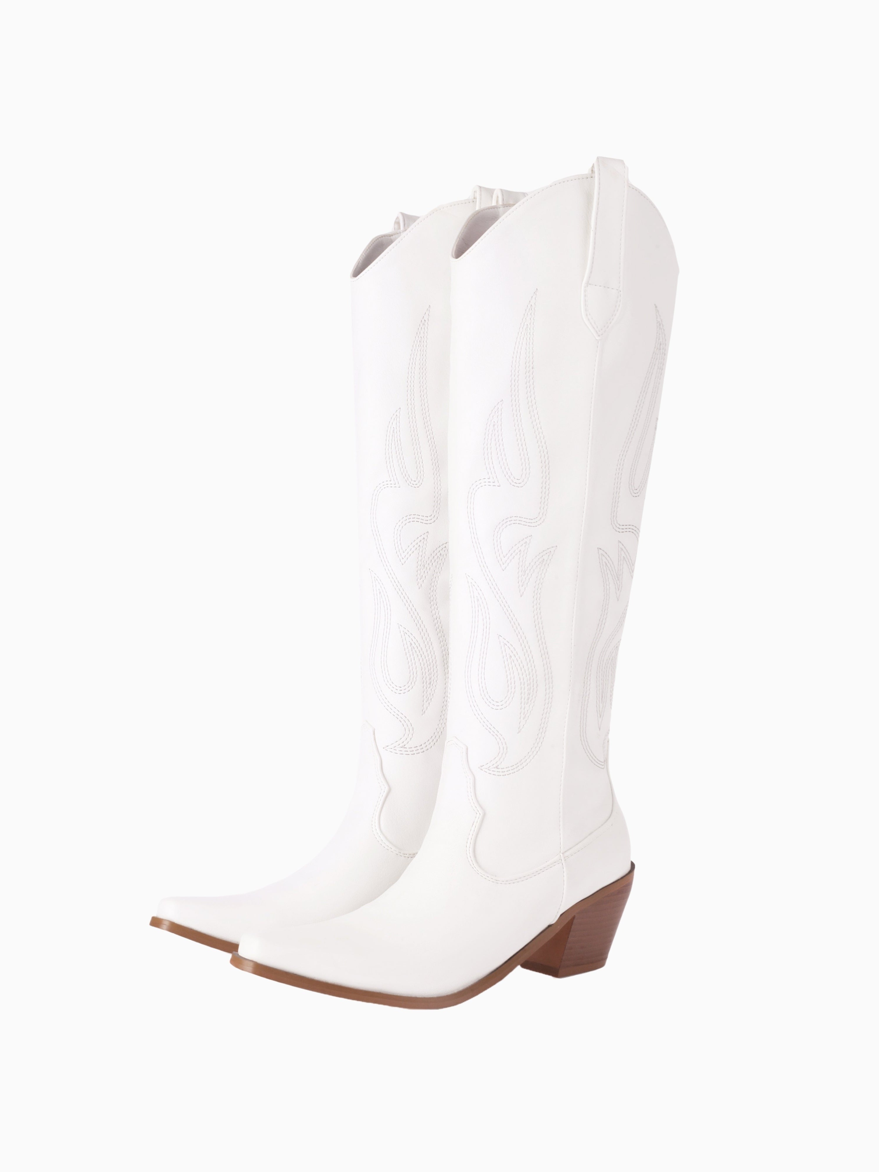 Sleek Tall White Shaft Cowgirl Boots for Women
