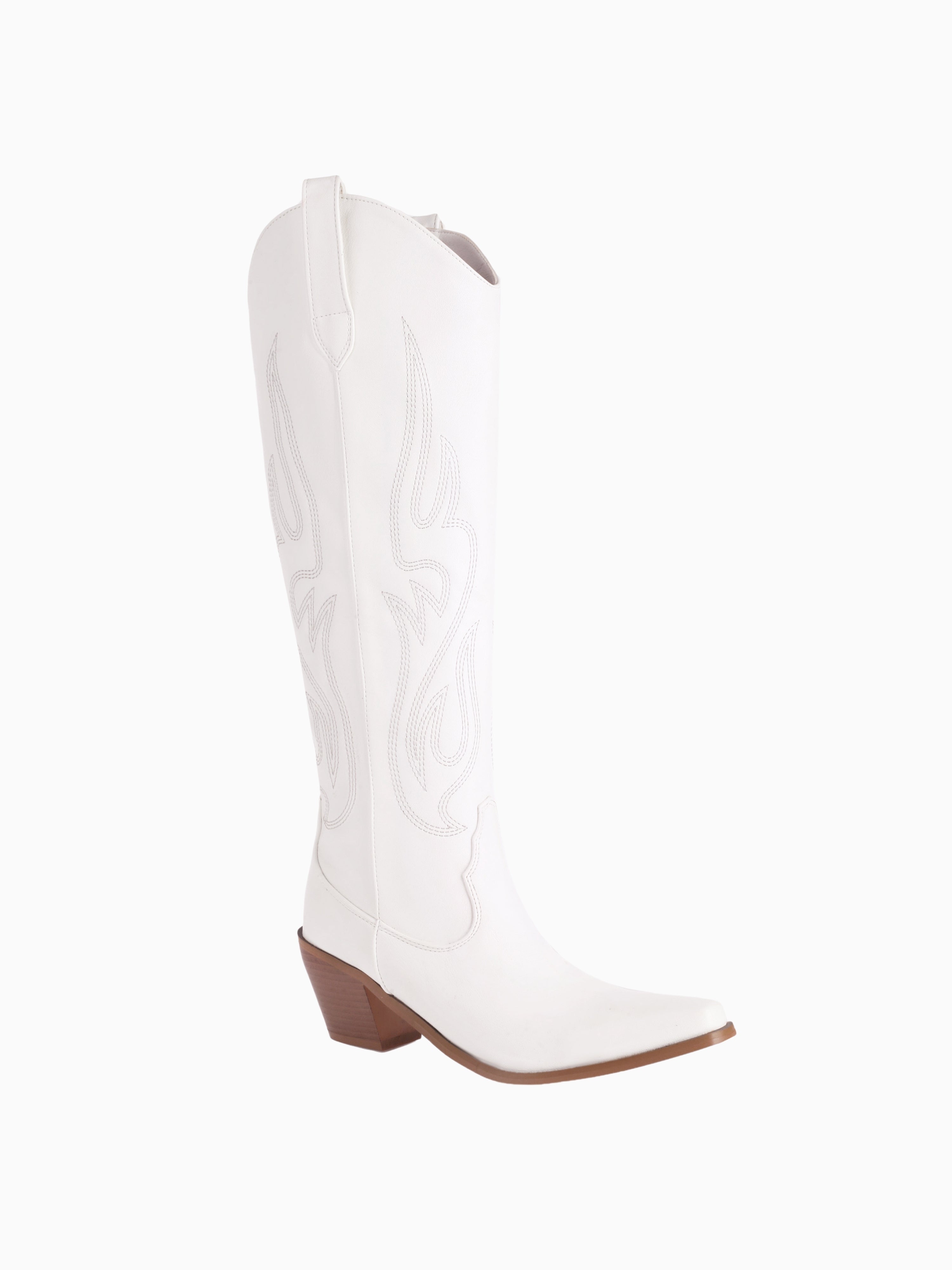 Sleek Tall White Shaft Cowgirl Boots for Women
