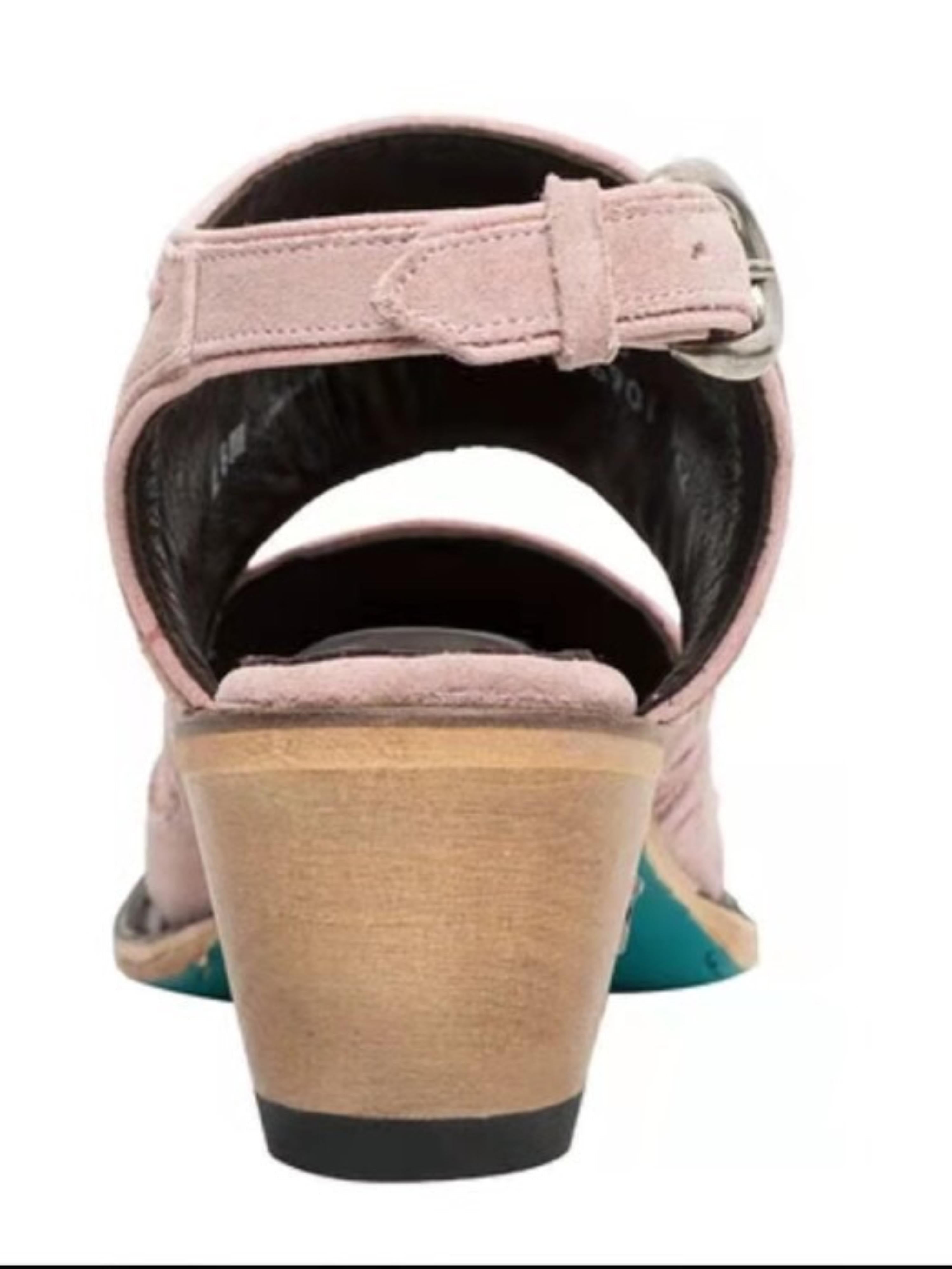 Pink Embroidered Snip Toe Slingback Ankle Cowgirl Boots