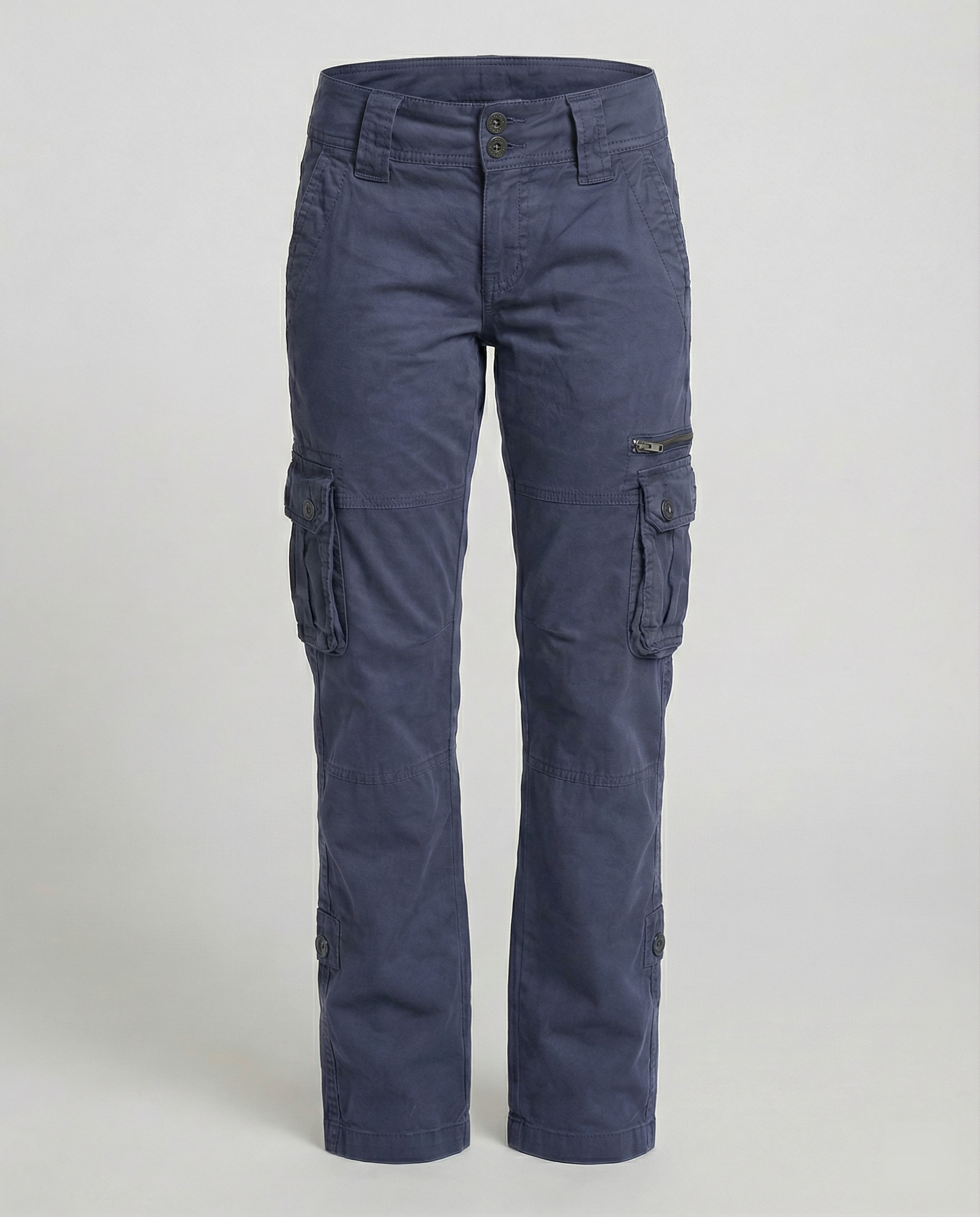 Straight-Leg Stretch Cargo Pants with Multiple Pockets
